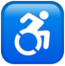 white symbol of disabled person on blue background